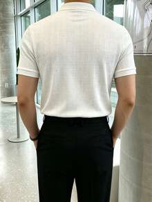JOLTRO 男士夏季休閒純色短袖 Polo 衫，正式款 - 白色 - 查看 2
