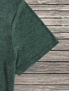 Manfinity Dauomo Men's High Low Hem Tee - Dark Green - View 4