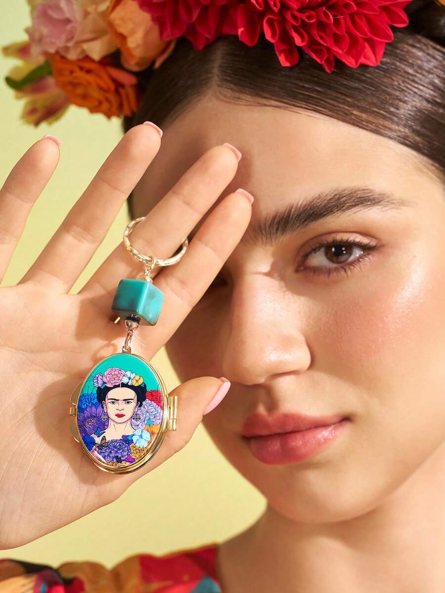 Frida Kahlo X SHEIN 時尚鑰匙圈 精緻包包吊飾 鏡面掛飾 紀念品 收藏品 適合送禮 錢包、書包、後背包、汽車配件 - 彩色 - 查看 1