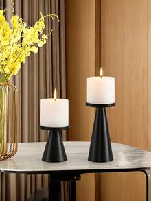 Black Metal Pillar Candle Holder, Modern Iron Pillar Candle Stand, Universal For Holidays, Dining Table Centerpiece, Birthday Party, Wedding, Home Decor, Gift - multicolor - View 5
