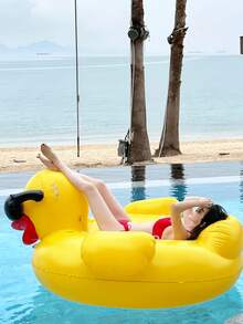 Flotador inflable gigante de pato de 52 pulgadas, juguete flotante de piscina de tamaño adulto extra grande, balsa inflable de pato de goma grande para diversión acuática en la piscina - Multicolor - Ver 6