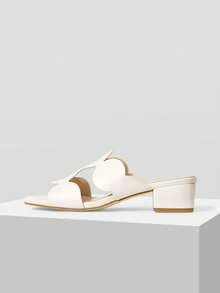 MOTF PREMIUM SIMPLE AND GENEROUS, FASHIONABLE AND VERSATILE, CASUAL WORKPLACE COMMUTER WOMEN'S HIGH-HEELED SANDALS SUMMER - Off-white - View 2