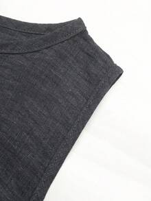 Everyssa 夏季休閒拼色拼接背心與長褲兩件套 - 深灰色 - 查看 6