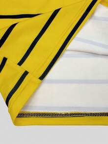 INAWLY Top décontracté polyvalent pour femme à rayures et imprimé lettres, pour un usage quotidien - Jaune citron - Voir 5