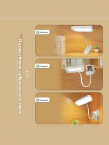 1pc Clip LED Desk Lamp With 3-Color Temperature Adjustable, Clamp & Stand Styles, Touch Control, Suitable For Office, Student Study & Reading - White - View 3
