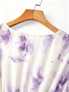 GlowEve CURVE Plus Size Women's French Floral Chiffon Dress, V-Neck Waist-Cinching Slimming Elegant Long Vacation Fairy Dress Wedding Guest White Summer - Purple - View 5