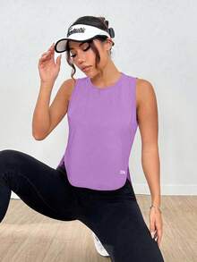 SHEIN Velisys 3件組休閒百搭大尺碼無袖前胸字母印花側開衩運動背心套裝 - 彩色 - 查看 5