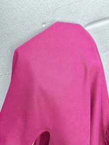 Elenzga 大尺碼女款夏季純色圓領泡泡短袖前領結短版荷葉邊襯衫 - 玫紅色 - 查看 8