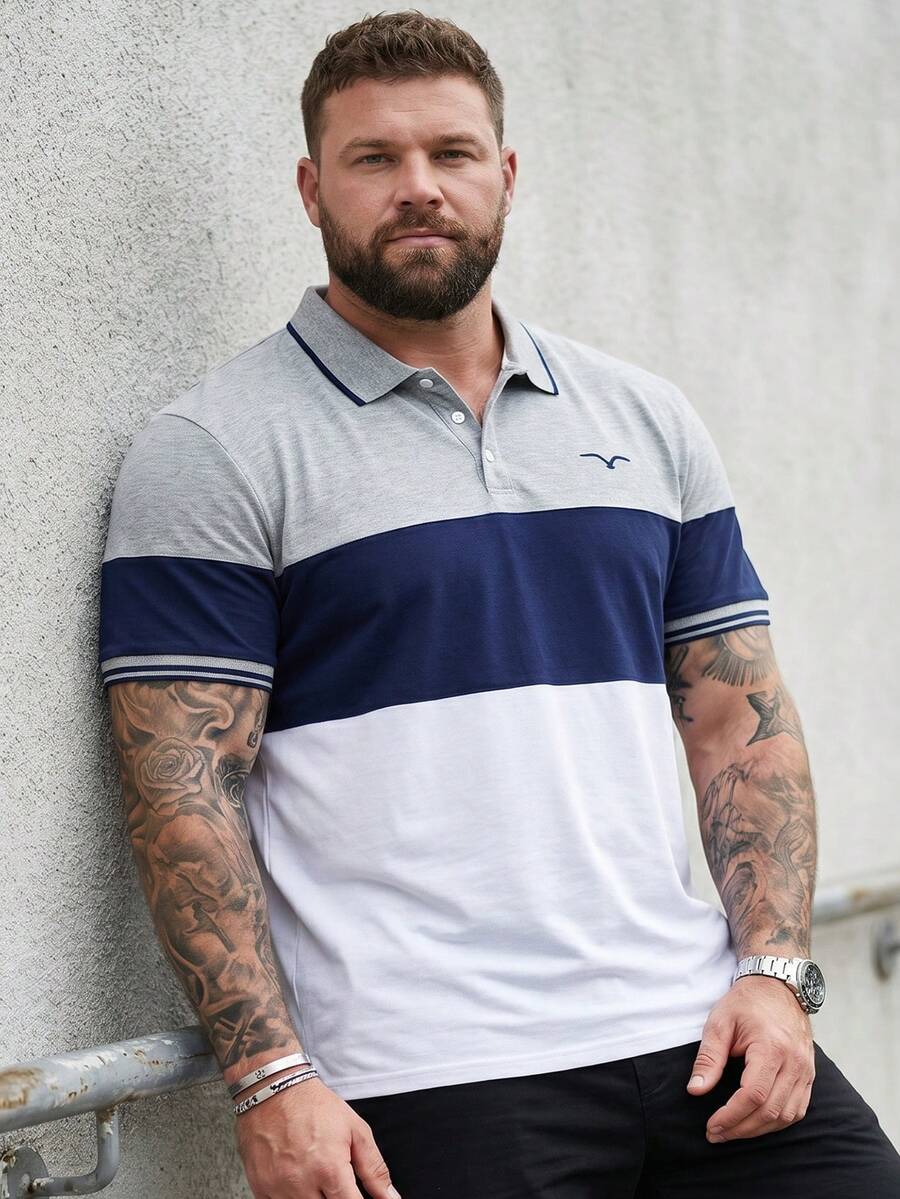 DRIVNCORE Men's Plus Size Color Block Short Sleeve Polo Shirt, Going Out Casual Men Polo Shirtspolo Shirt For Men>Casual - Multicolor - View 1