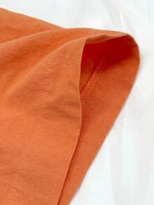 Omancia Women's Burnt Orange 100 Cotton Short Sleeve Midi Dress Elastic High Waist Pocket Loose Flowy Elegant Casual Summer Beach Brunch Vacation Daily Wear - Pale Yellow - View 7