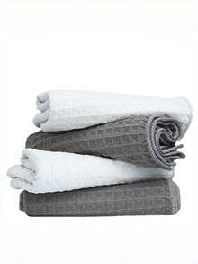5/10 PCS Gray Grid Waffle Weave Kitchen Towel, Soft Absorbent Cotton Dish Cloth, Reusable Cleaning Cloth For Kitchen, Home, And Dining - Multicolor - View 7
