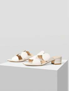 MOTF PREMIUM SIMPLE AND GENEROUS, FASHIONABLE AND VERSATILE, CASUAL WORKPLACE COMMUTER WOMEN'S HIGH-HEELED SANDALS SUMMER - Off-white - View 4