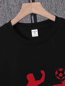 SHEIN 青少年男孩寬鬆街頭風短袖短褲套裝，適合生日派對、晚會 - 彩色 - 查看 5