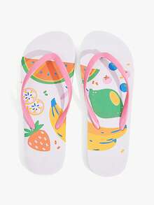 Grefit Leopard Print Flip-Flops, Summer Vacation Beach Triangle Shoes, Comfortable Slippers For Home Wear - White pink - View 5