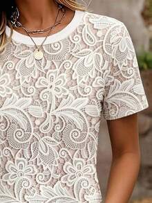 EMERY ROSE Women's Regular Fit T-Shirt, Mature Floral Print Pattern, Summer Outing Top, Pattern Design, Premium Feel, Casual Versatile, Daily Wear, Outdoor, Shopping, Travel Outdoor Wear - Multicolor - View 3