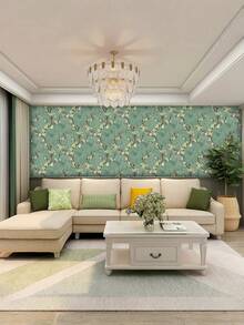 1PC Removable Waterproof Peel And Stick Self Adhesive Vinyl Vintage Olive Green Plum Blossom Branch Pattern Wallpaper For Appliance Furniture Kitchen Cabinet Home Wall Decor Room Background Renovation Easy Install Renter Friendly - olive green - View 7