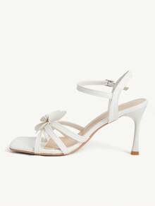 CUCCOO CHICEST Women Shoes Multi-Color Three-Dimensional Flower Square Toe Stiletto Buckle Sandals Gentle Lady Style Spring And Summer Models Suitable For Dating - White A - View 4