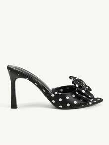 CUCCOO CHICEST Women Shoes Spring And Summer New Black Polka Dot Bow Open Toe Women's High Heel Sandals Slippers Fashion Comfortable Versatile Elegant Sexy Party - Fashion Polka Dot Black 1 # - View 3