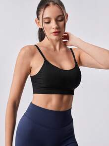 Loungeista 1pc Women's Backless Bra, Casual & Comfortable Wireless Bra With Ruffled Trim, Removable Padded Bra - Black - View 6