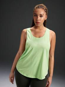 Powerista Damen Große Größen Lässiges einfarbiges luftiges Racerback Trägershirt, Sommer - Minzgrün - Übersicht 3