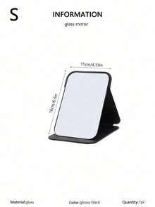 Adjustable Portable Vanity Mirror | Desktop/Handheld Cosmetic Mirror For Dorm, Office & Home | Simple Bathroom Decor - Bright black - View 12
