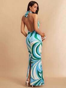 Silquee Robe sans manches à col licou pour femmes, motif rayé coloré, printemps/été - Multicolore - Voir 6