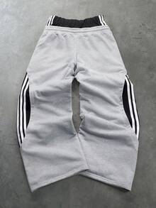 PAVTROS Pantalones de chándal para hombre con bloques de color, rayas, patchwork y doble cintura - Multicolor - Ver 2