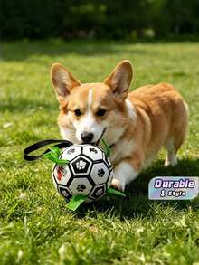 1 pièce Jouet pour chien avec sangle intégrée, ballon de football interactif pour usage intérieur et extérieur, convient aux chiens de grande, moyenne et petite taille, jeu de rapport pour chien heureux, match de football pour animaux de compagnie - Multicolore - Voir 1