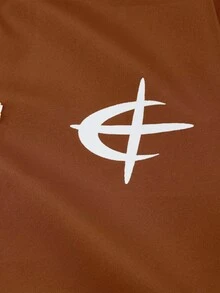 PAVTROS 男士對比色圖案印花拉鍊立領長袖夾克足球外套 - 棕色 - 查看 4