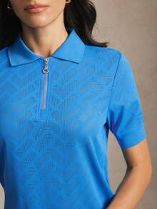 Activina Spring Summer Kain Berlubang Kemeja Polo Olahraga Wanita Biru untuk Golf & Tenis - Biru - View 6