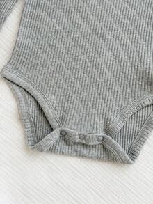 Body de manga larga y cuello alto de color liso para bebé niña, otoño - Gris Claro - Ver 5