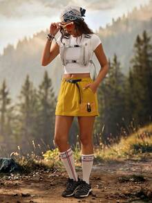 SHEIN Sports 女款夏季休閒戶外裙褲 - 黃色 - 查看 2