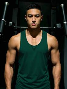 GymBeat 男士時尚百搭運動背心，適合跑步與健身 - 綠色 - 查看 3