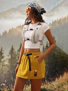 SHEIN Sports 女款夏季休閒戶外裙褲 - 黃色 - 查看 6