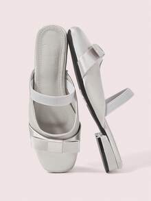 CUCCOO DOLLMOD Women Shoes Summer Big Bow Decoration, Sweet Style Sandals Shopping Dating - Silver - View 1