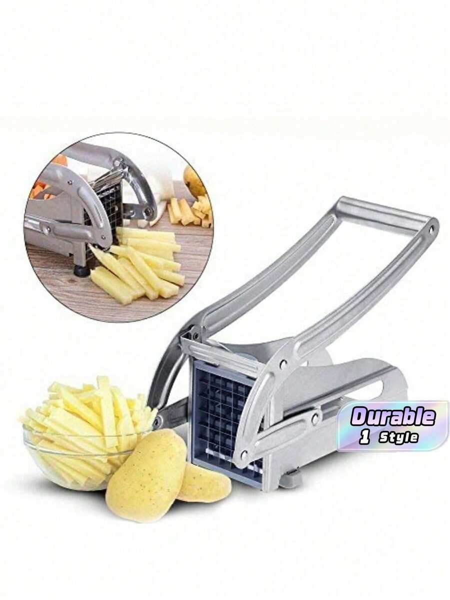 SHEIN Alat Pengiris Kentang Profesional, Pengiris Kentang Stainless Steel Tebal Anti-Selip yang Ditingkatkan, Pemotong Sayuran Multifungsi, Pengiris Mentimun & Wortel dengan Pengisap Karet, Alat Dapur untuk Restoran - Perak - View 1