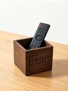1PC Wooden Remote Control Holder Organizer Caddy, Elegant TV Remote Box For Nightstand Table, Living Room & Bedroom Media Organizer To Keep Your Space Tidy - Brown - View 15