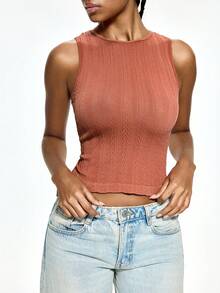 Rest Era 1pc Solid Color Women's Base Layer Top - Burnt Orange - View 5