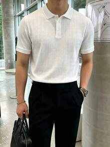 JOLTRO 男士夏季休閒純色短袖 Polo 衫，正式款 - 白色 - 查看 3