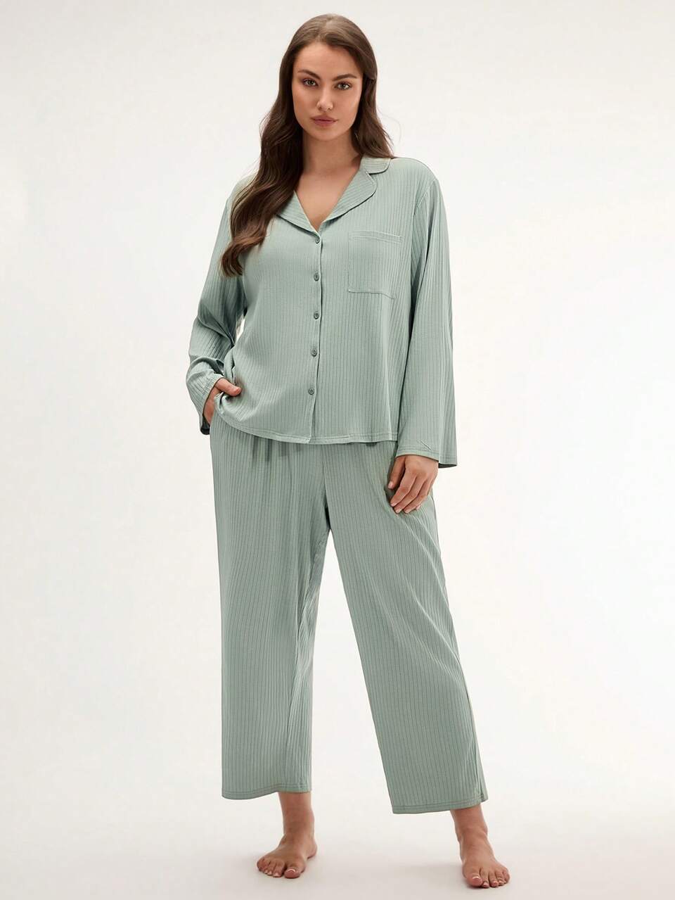 Women Plus Basic Soft Cotton Pajama Set