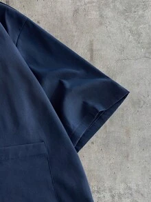 AXEPEAK 男士字母印花短袖襯衫與抽繩腰短褲套裝 - 藍色 - 查看 11