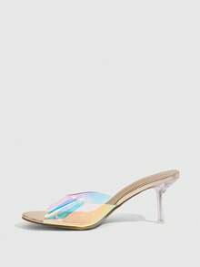 CUCCOO SZL Women's Fashion Sexy Round Toe TPU Material Comfortable Transparent High Heel Sandals, Suitable For Commuting, Dating, Gathering, Party And More - Gold - View 4