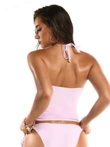 Swim Basics Sweet Cherry Plaid Bikini Set - Pink - View 2