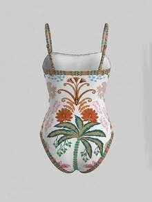 Swim Oasis Women's Floral Print One-Piece Swimsuit And Shorts, Suitable For Beach Vacation, Pool Party, Beach Party - Multicolor - View 5