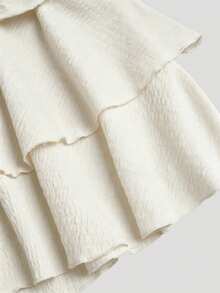 Sweetra Plus Size Spring/Summer Multi-Layer Ruffle Skort With Metal Decor - Apricot - View 6