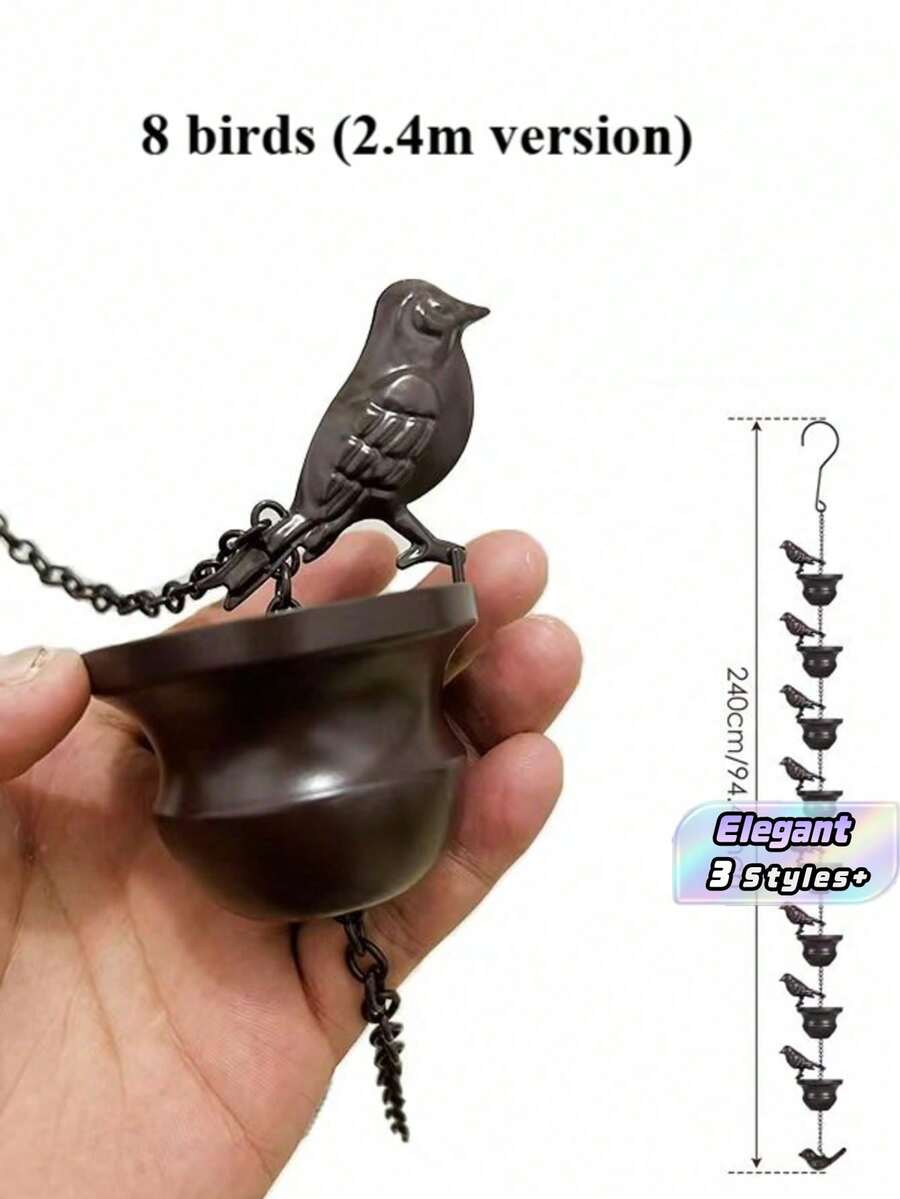 Metal Bird Shaped Rain Chain, Suitable For Eaves Gutters - Vintage Garden Decor, Perfect Gift For Home And Patio - 1PC - View 1