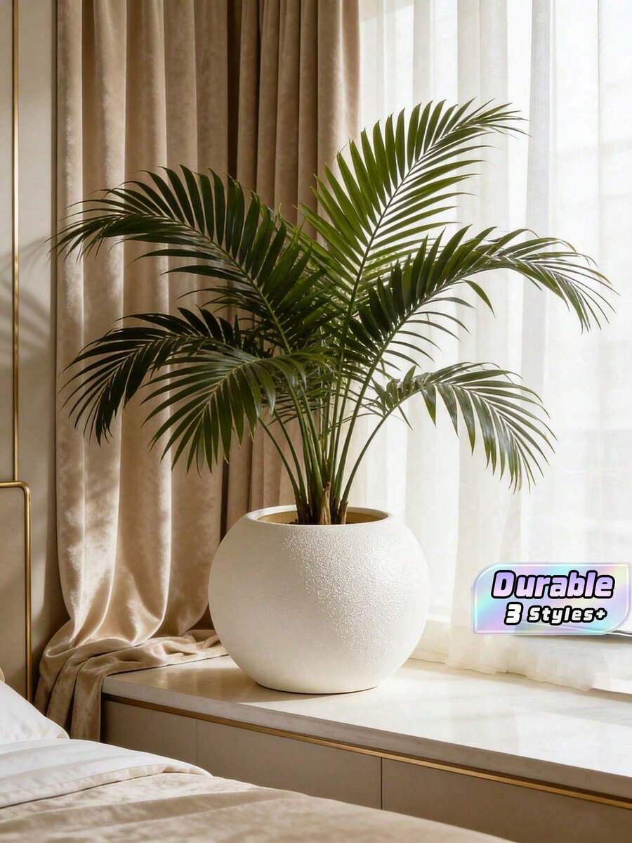 優雅圓形白色防水塑料花盆,適合地面擺放。適用於室內與室外,可種植多肉植物、虎尾蘭、黃金葛、蕨類及各種花卉。客廳與辦公室的精美裝飾。 - 多色 - 查看 1
