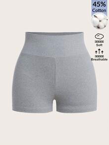 SHEIN BASICS 女款純色休閒百搭日常穿著短褲 3件/組 - 彩色 - 查看 4