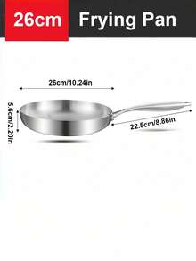 1pc 304 Stainless Steel No Coating Non-Stick Frying Pan Gas & Induction Cooktop Compatible For Steak Cooking Kitchen Cookware - View 8