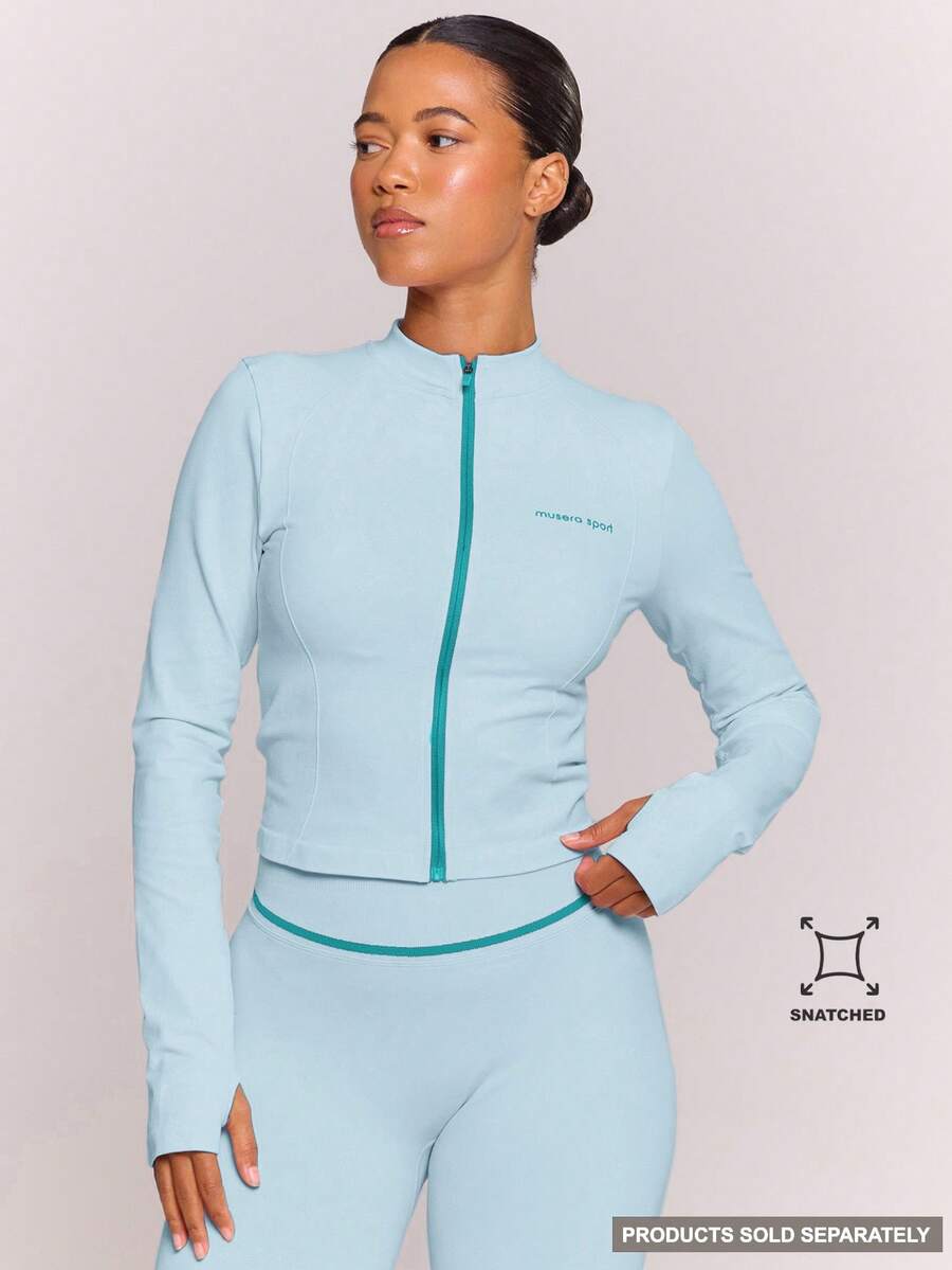 Musera Sport Contrast Zip Through Long Sleeve BBL Jacket Only Sport - Baby Blue - View 1